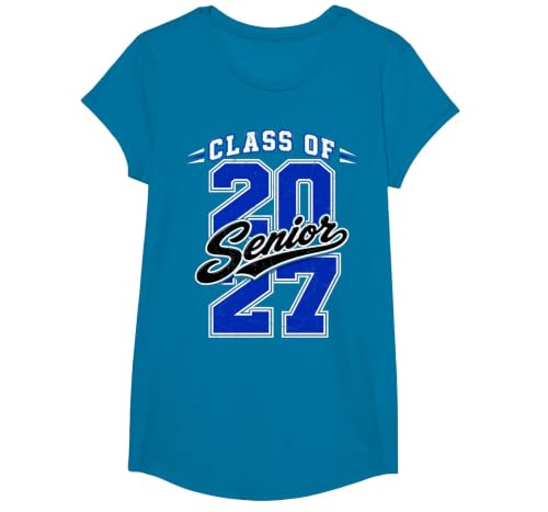 Class of 2027 Senior 2027 Graduation Graduate T-Shirt, Girls, Sapphire Blue, Medium