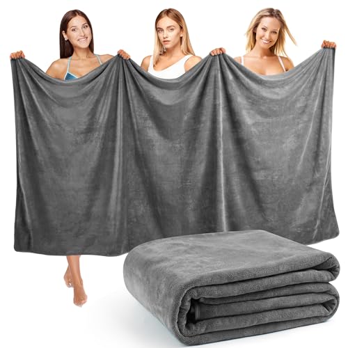 Lureon Serviette de Bain Grande Taille XXL 100x200 cm - 420 g/m² - Épaisse pour Sauna & Plage - Mixte Adulte - Hautement Absorbante et Ultra-Douce (Gris...