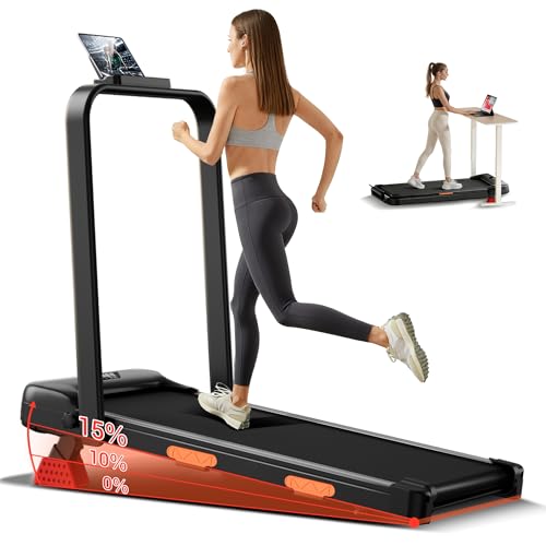 Walking Pad Treadmill with Handle Bar - 2.5HP Quiet Folding Treadmill for Home Office Under Desk...