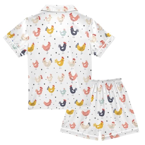 ALAZA Cute Summer Seashell Starfish Pajamas Satin Pajama Set Short Sleeve Button Down Sleepwear2