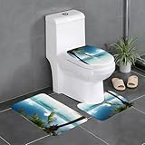 KGDHY Alfombras De Baño,Alfombra de Baño Súper Absorbente de Agua,Antideslizante Alfombra de Baño Cómoda y Transpirable,Foto Libre de Derechos de Autor de Paisaje de Playa