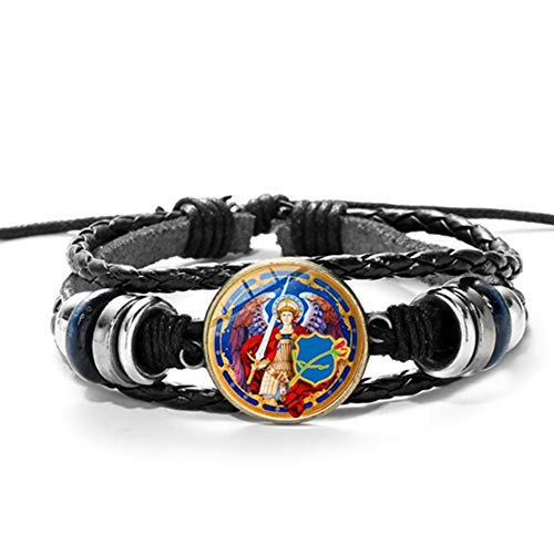 TUDUDU Arcángel Pulsera De Cuero Protégenos Santo Escudo Protección Justicia Encanto Pulsera...