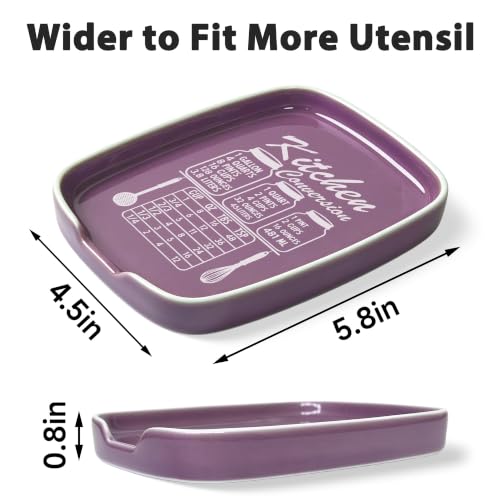 Image of Purple Spoon Rest for Stove Top, Ceramic Spoon Holder for Kitchen Counter