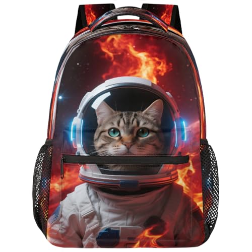 Mochila para portátil de 15.6 pulgadas con diseño de gato astronauta para estudiantes