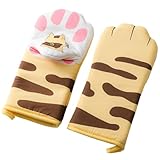 Lindos Guantes de Horno, Guantes de Horno de Patas de Gato, Gato Resistente al Calor, 12.2x5.9 Pulgadas Linda Cocina de algodón Grueso para cocinar a la Barbacoa de microondas para cocinar