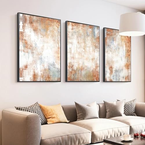 Peinture abstraite blanche et orange KEBIA habiller grand mur vide