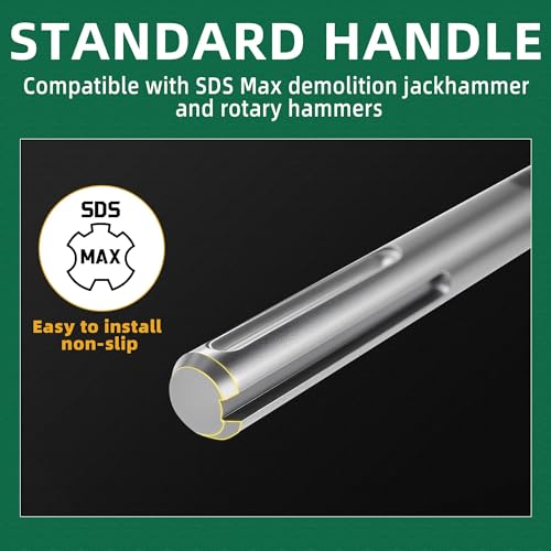 Image of 24-inch SDS Max 3pc Set - 3'' Scaling Chisels, 1'' Flat Chisel and Point Chisel - Masonry Concrete Drill Bit Set 40Cr Steel SDS Max Bits Rotary Hammer Drill for Tiles Brick Stone Concrete