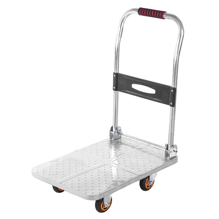 Carretilla plegable de plataforma metálica y ruedas de goma miniatura 1