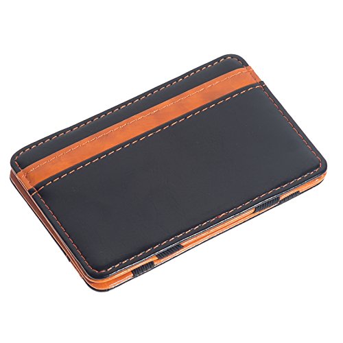 Cklt Men's Fashion Magic Money Clip Leather Minimalistic Slim Wallet Orange #TOP2
