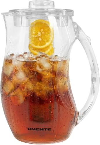 Image of OVENTE Fruit Infusion Water Pitcher 2.5L /85Oz with Removable Lid & Infuser Rod,BPA-Free,Shatterproof Acrylic Beverage Jug for Flavor-Infused Drinks,Lemonade,Juice &Iced Tea,Clear PIA0852C (Pack of 12)