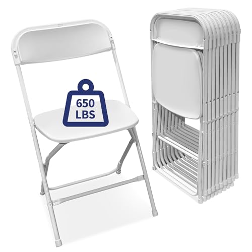 White Folding Chairs 10-Pack,Portable Events Chairs, Plastic Fold...