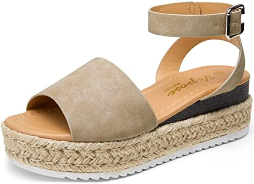 Vepose Women's 400A Espadrilles Platform Sandals Wedge Sandal, Nude Nubuck, Size 8.5 US (CJY400A nude nubuck 08.5)