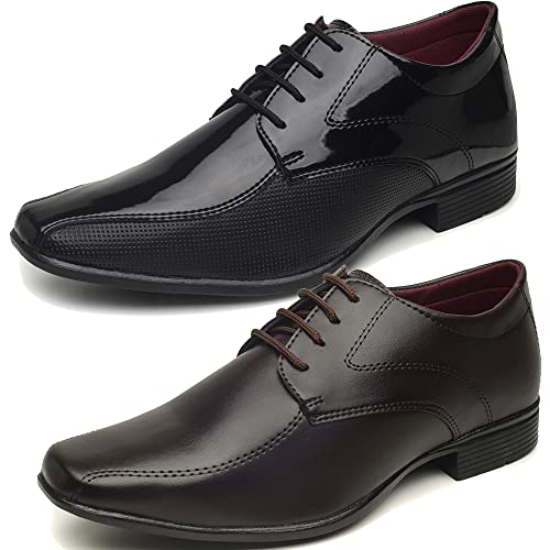KIT 2 PARES SAPATO SOCIAL MASCULINO OXFORD ESTILO ITALIANO PRETO E CAFÉ (39, PRETO/CAFÉ)