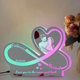 QGTHKLP Personalized Infinity Love Name Mirror Light Custom Light Up Name Mirror Funny Acrylic Mirror Neon Sign Gift for Couple Christmas Valentine's Day (Style 10)