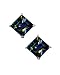 Rainbow Peacock Multi Color Square Princess Cut CZ Basket Set Sterling Silver Stud Earrings 7mm