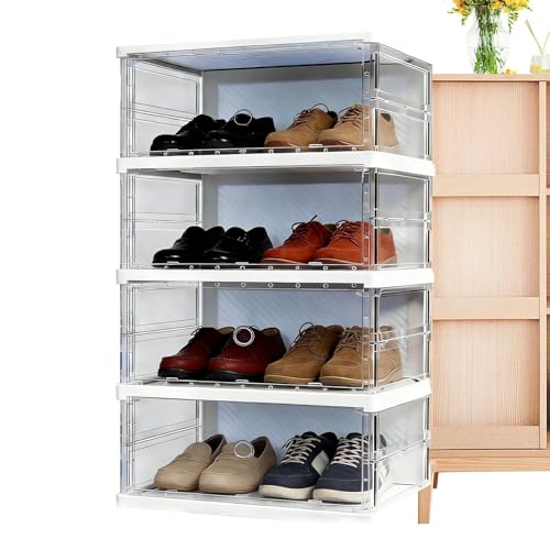 Boîte à chaussures transparente magnétique empilable pour l'organisation - 2
