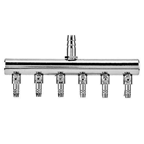 Yosoo Health Gear Válvula de Control Divisora de Acuario, 8 mm a 4 mm, Cabezal Divisor de Seis Vías, Regulador de Flujo de Aire para Tanque de Peces