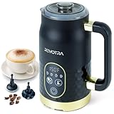 Milk Frother with Touchscreen & Temp Display, 4-in-1 Electric Milk Steamer for Hot & Cold Foam, Adjustable Temperature, Silent Operation, 300ml Non-Stick Frother for Coffee, Latte, Hot Chocolate