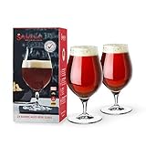 Juego de 2 Set de cristal para el óptimo disfrute de barril de cerveza de fuerza aged Beer, noble óptica mediante dünnwandiger, ungeschliffener y incoloro vasos en forma de tulipán