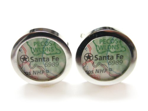 Kiola Designs Santa Fe New Mexico Map Cufflinks