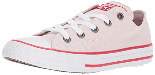 Converse Kids' Chuck Taylor All Star Seasonal Canvas Low Top Sneaker, Barely Rose/Enamel red/White, 3 M US Little Kid