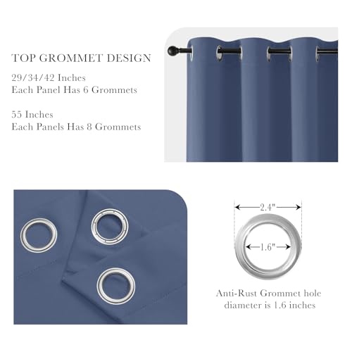 Image of PONY DANCE Blackout Curtains 54 Long - Solid Thermal Insulated Grommet Top Noise Reductiong Window Drapes for Kids Bedroom Living Room, 42 x 54 inches, Blue Haze, 2Panels