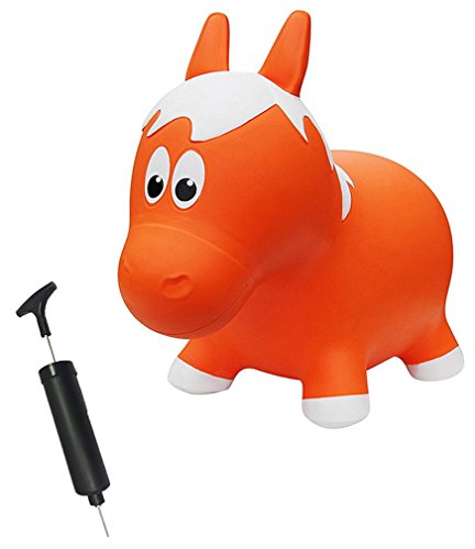 Farm Hoppers Award Winning Inflatable Toddler Safe Bouncing Orange Horse Plus Pump