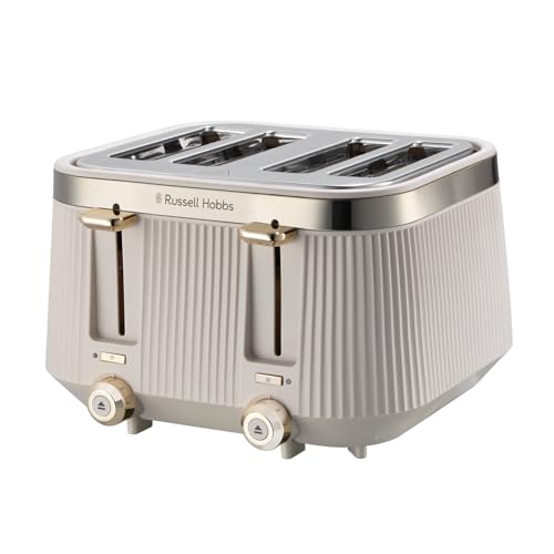 Russell Hobbs 4 Slice Toaster [1960W, Frozen/Cancel/Reheat function with Indicator light] Brontë Stone (Extra wide slots, 6 Browning levels, Lift & Look function, Lift high feature) 26771