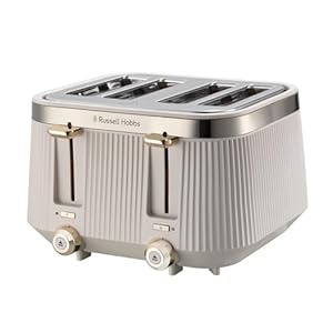Russell Hobbs 4 Slice Toaster [1960W, Frozen/Cancel/Reheat function with Indicator light] Brontë Stone (Extra wide slots, 6 Browning levels, Lift & Look function, Lift high feature) 26771