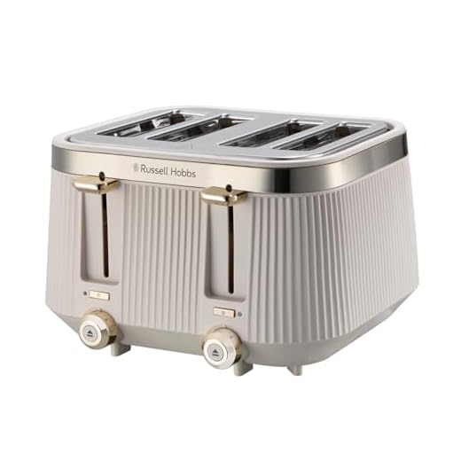 Russell Hobbs 4 Slice Toaster [1960W, Frozen/Cancel/Reheat function with Indicator light] Brontë Stone (Extra wide slots, 6 Browning levels, Lift & Look function, Lift high feature) 26771