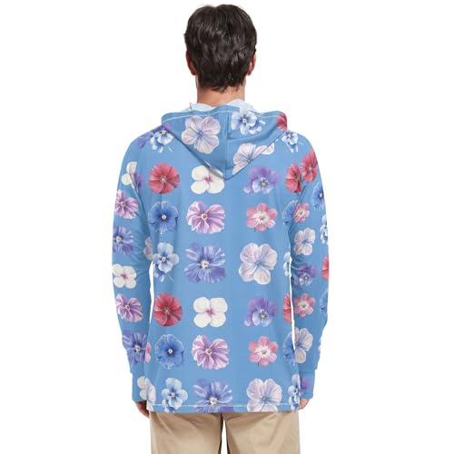 Art Oberonia Blue Men's Sun Shirts Hoodies Long Sleeve Beach Hoodies UPF 50 + Beach Shirt S3