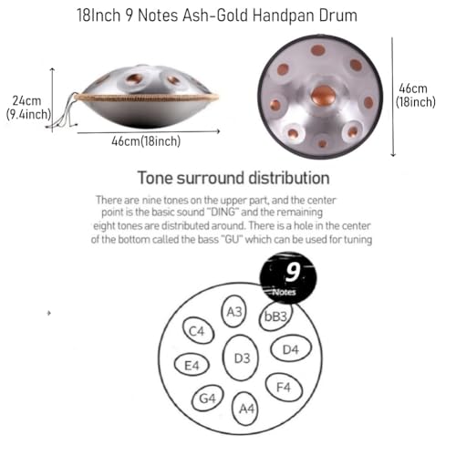 Handpan de hierro 18 pulgadas 9 notas D menor miniatura 2
