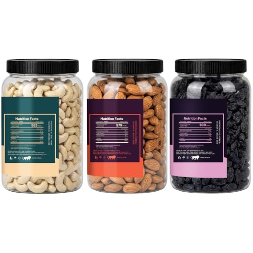 Image of LILA DRY FRUITS Dry Fruits Combo Pack of Almonds, Cashews & Black Raisins 100 Gms x 3 Mixed Dry Fruits for Healthy Snacking, Daily Nutrition Perfect for Gifting