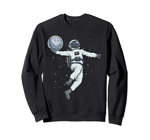 Astronaut Slam Dunks Moon in Outer Space - Kids Astronomy Sweatshirt