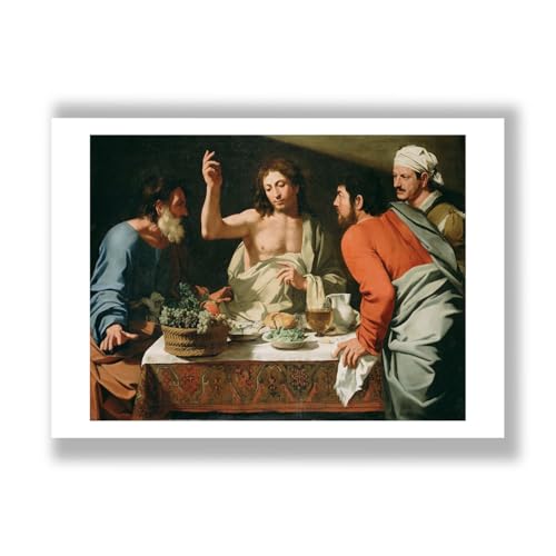 Impression d'art mate Souper à Emmaüs par Bartolomeo Cavarozzi format medium