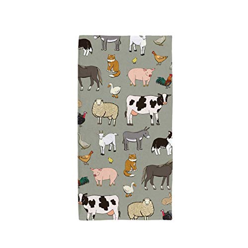 Image of Vantaso Bath Hand Towels Farm Animals，Soft & Absorbent Washcloths Towel for Bathroom Kitchen Hotel Gym Spa