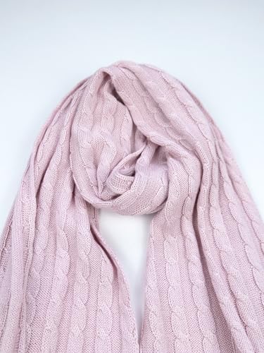 Luxury Cable Knit Scarf, Silk & Cashmere, 12.3‘’W x 78.7‘’L Vintage Fashion Scaeves 2ply2