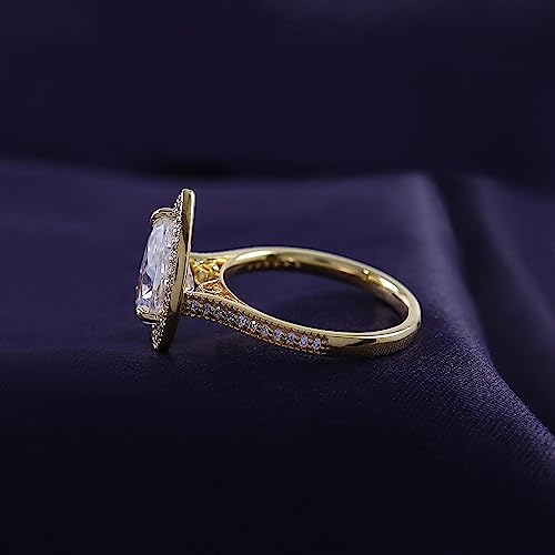 1 1/2 Carat Center 9X6MM Pear & Round Cut Moissanite Diamond Halo Engagement Ring For Women In 14K Gold Over Sterling Silver Promise Bridal Ring (VVS1 Clarity, 1.50 Cttw)3