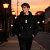 RUIZEHONG Fleece Hoodies for Men High Neck Sweatshirts Casual Loose Fit Lightweight Techwear Pullover Fall Winter Black #5