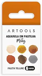 Aquarela em Pastilha Individual Matiz Artools Estojo 6 Cores Tons Terrosos
