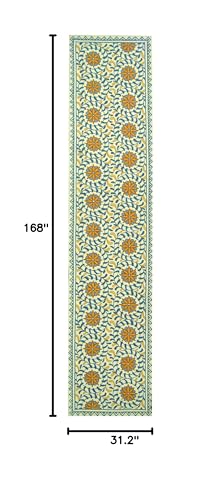 Tapete corredor SAFAVIEH 2'6" x 14' azul e ivor miniatura 2