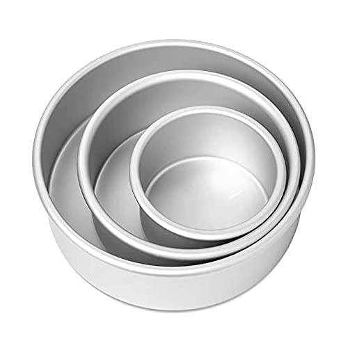 Evercrafting - Molde Redondo de Aluminio para Pasteles/Herramienta para Hornear - 4", 5", 6"de diámetro x 2,25" de Altura (Juego de 3 Piezas) Cover