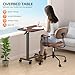 WOTURE Adjustable Overbed Table with Wheels, Bedside Rolling Table, Pneumatic Height Adjustment, Hospital Bed Table on Wheels, Standing Desk, Bedridden & Mobility Needs, Walnut