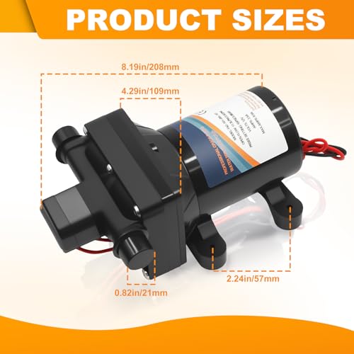 Image of 4008-101-E65 4008-101-A65 RV Water Pump 12V 3.0 GPM for Camper, Shower | Sprayer, Yacht Boat, Caravan 55 PSI 7.5 Amps Self-Prime Water Pump Fix Weak Pressure 4008101E65