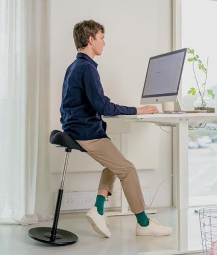 Image of Varier Move Tilting Saddle Stool, Height Adjustable Gaslift, Perfect for Any Height Adjustable Des, 10-Year Limited Warranty, Designed by Per Oye, Red /Black