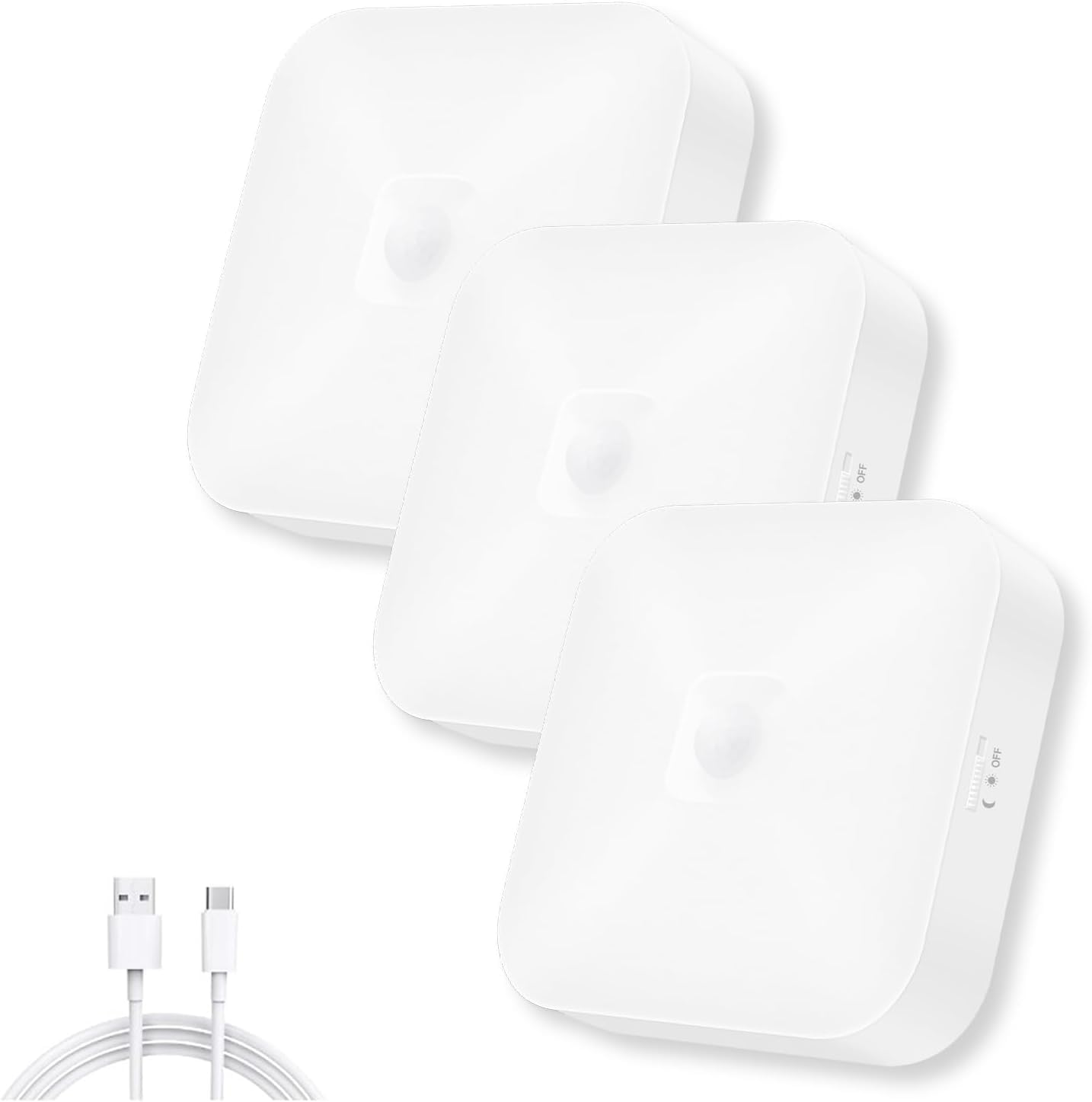 Rechargeable Motion Sensor Ceiling Light, Rechargeable Battery Operated Closet Light Wireless, 500LM Wireless Motion Activated Light for Shower Stairs Hallway Pantry Porch Garage, 5000K 2 Pack