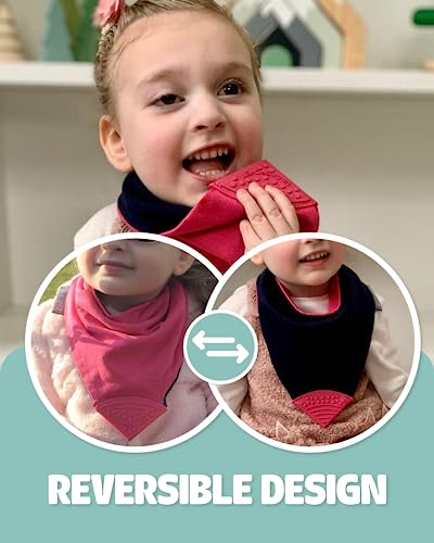 Cheeky Chompers Bandana Bib with Sensory Chew, Botanical Bloom, L - Image 4