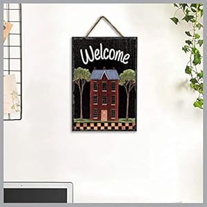 My Word Primitive House Slate Impressions Wall Hanging Welcome Sign Rustic Farmhouse Home Decor for your Living Room Dining Room Kitchen Bedroom–Large 8×1125