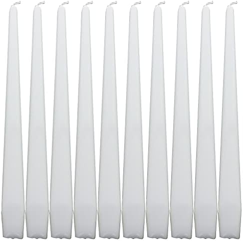 Deli Supplies Dinner Party Christmas Table Decor Bistro Candles Non Drip Tapered 9 24cm Tall Taper Candle 7 Hour Burn Time Smokeless and Dripless Quality Wax (Red, 10)