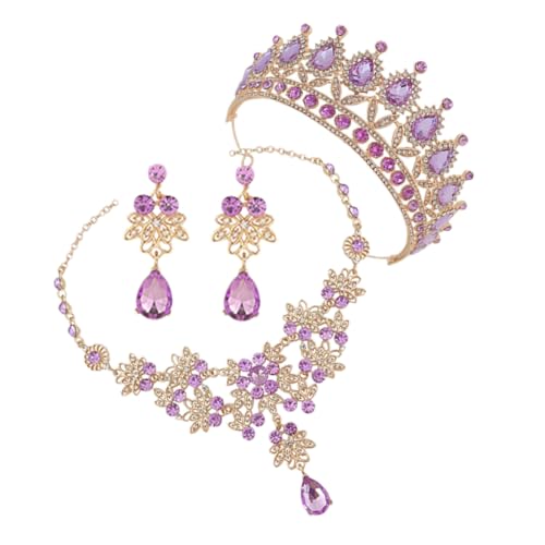 Conjunto de joyas para novia con corona collar y pendientes de circonita para bodas y fiesta